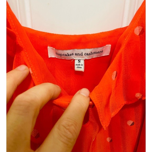 Cupcakes and Cashmere Ruffle Cami Top Sleeveless Blouse Party Red‎ S - Picture 3 of 4